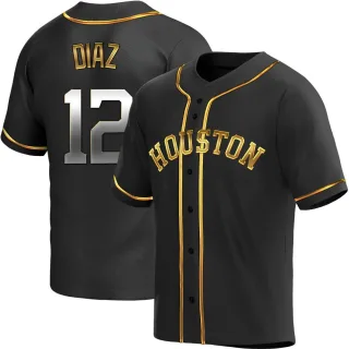 Men's Replica Black Golden Aledmys Diaz Houston Astros Alternate Jersey