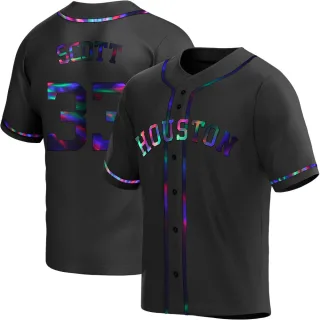 Men's Replica Black Holographic Mike Scott Houston Astros Alternate Jersey