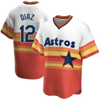 Men's Replica White Aledmys Diaz Houston Astros Home Cooperstown Collection Jersey