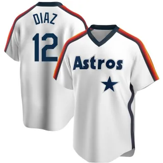 Men's Replica White Aledmys Diaz Houston Astros Home Cooperstown Collection Team Jersey