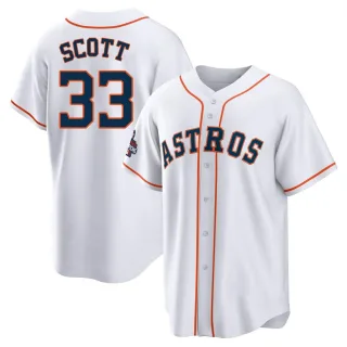 Men's Replica White Mike Scott Houston Astros 2022 World Series Champions Home Jersey