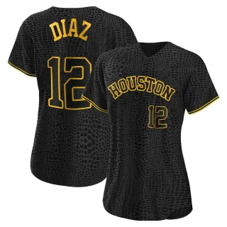 Women's Authentic Black Aledmys Diaz Houston Astros Snake Skin City Jersey