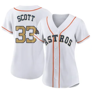 Women's Authentic Gold Mike Scott Houston Astros White 2023 Collection Jersey