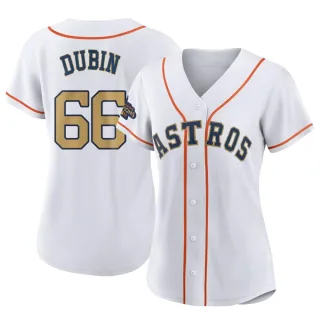 Women's Authentic Gold Shawn Dubin Houston Astros White 2023 Collection Jersey