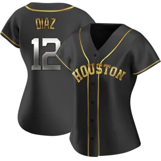 Women's Replica Black Golden Aledmys Diaz Houston Astros Alternate Jersey