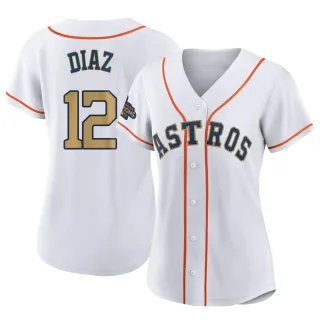 Women's Replica Gold Aledmys Diaz Houston Astros White 2023 Collection Jersey